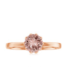 6 MM Round Morganite Solitaire Ring in Lotus Basket Setting Morganite - ( AAA ) - Quality - Rosec Jewels