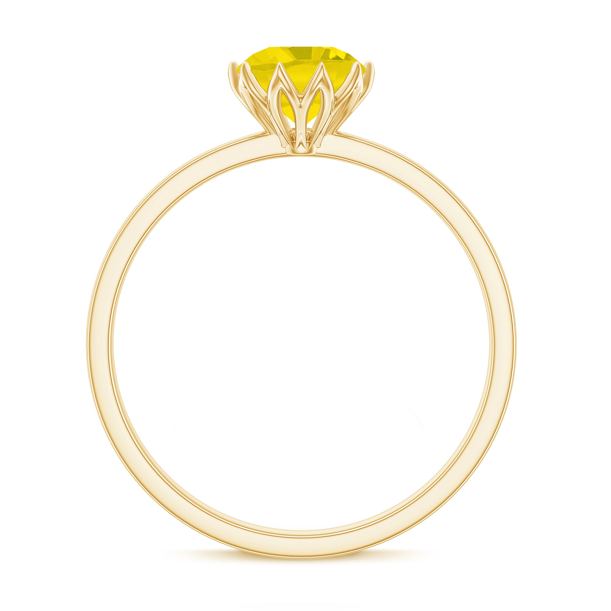 Lotus Basket Set Created Yellow Sapphire Solitaire Ring Lab Created Yellow Sapphire - ( AAAA ) - Quality - Rosec Jewels