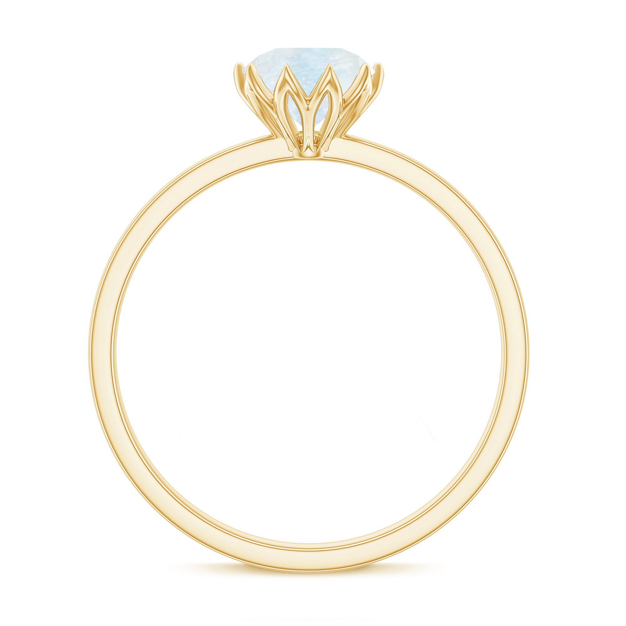 Natural Moonstone Solitaire Ring in Lotus Basket Setting Moonstone - ( AAA ) - Quality - Rosec Jewels