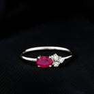 Oval Cut Ruby Promise Ring with Diamond Trio Ruby - ( AAA ) - Quality - Rosec Jewels