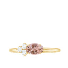 1/2 CT Oval Cut Morganite Promise Ring with Diamond Trio Morganite - ( AAA ) - Quality - Rosec Jewels