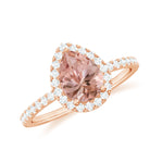 Pear Shaped Morganite Halo Engagement Ring with Diamond Morganite - ( AAA ) - Quality - Rosec Jewels