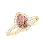 Pear Shaped Morganite Halo Engagement Ring with Diamond Morganite - ( AAA ) - Quality - Rosec Jewels