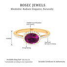 Oval Cut Natural Rhodolite East West Ring with Diamond Halo Rhodolite - ( AAA ) - Quality - Rosec Jewels