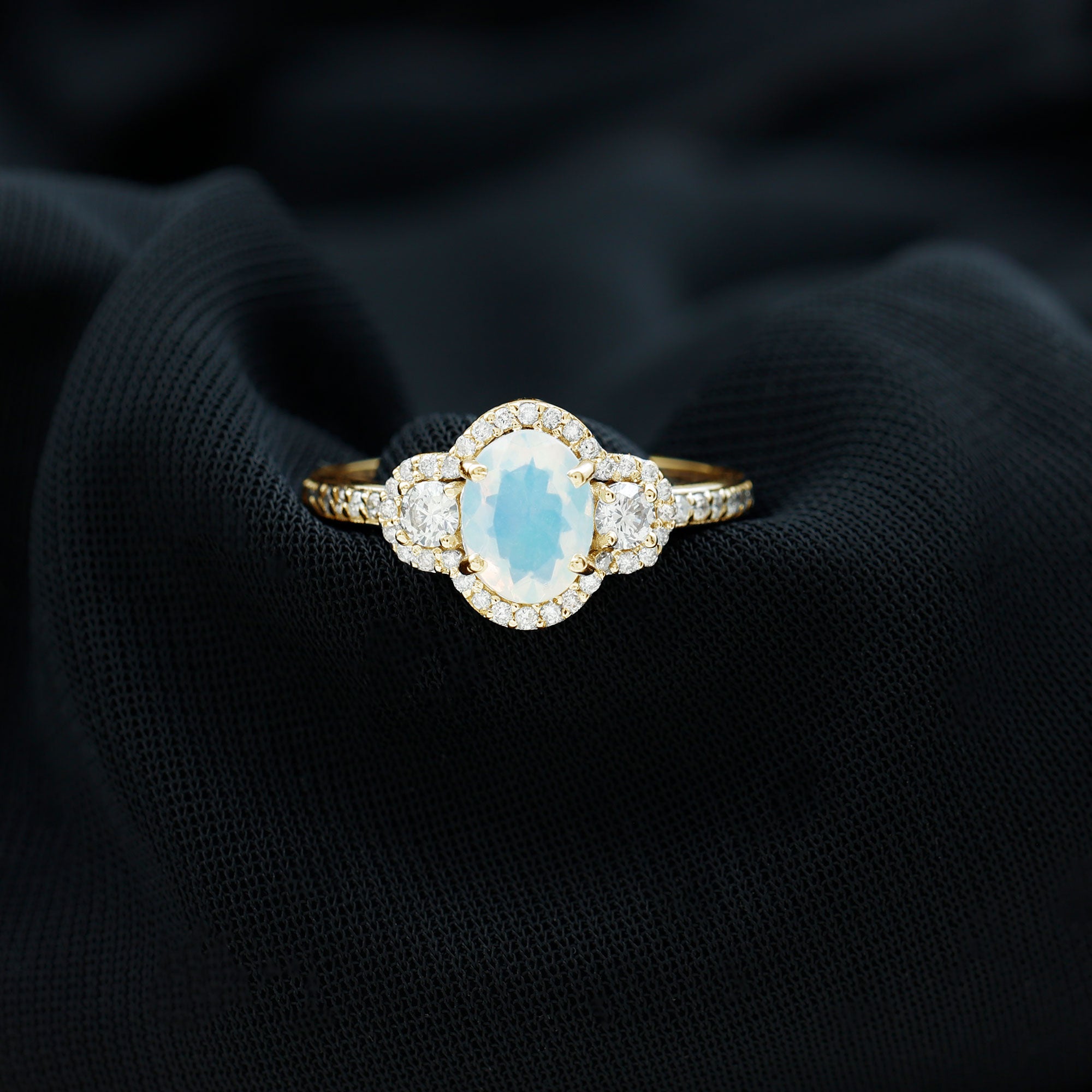 1.75 CT Antique Ethiopian Opal and Diamond Accent Engagement Ring Ethiopian Opal - ( AAA ) - Quality - Rosec Jewels