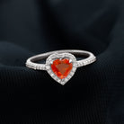 1.50 CT Heart Shape Fire Opal Engagement Ring with Diamond Accent Fire Opal - ( AAA ) - Quality - Rosec Jewels