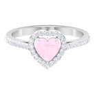 1.50 CT Heart Shape Rose Quartz Engagement Ring with Diamond Accent Rose Quartz - ( AAA ) - Quality - Rosec Jewels