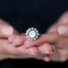 1.75 CT Round Moonstone and Diamond Statement Halo Ring in Bezel Setting Moonstone - ( AAA ) - Quality - Rosec Jewels