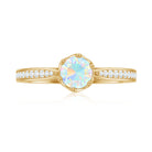 Real Ethiopian Opal Solitaire Engagement Ring with Diamond Ethiopian Opal - ( AAA ) - Quality - Rosec Jewels