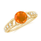 1 CT Solitaire Fire Opal and Diamond Art Deco Engagement Ring Fire Opal - ( AAA ) - Quality - Rosec Jewels