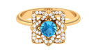 Swiss Blue Topaz and Diamond Floral Engagement Ring Swiss Blue Topaz - ( AAA ) - Quality - Rosec Jewels