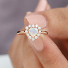 Heart Shape Ethiopian Opal Halo Engagement with Diamond Ethiopian Opal - ( AAA ) - Quality - Rosec Jewels