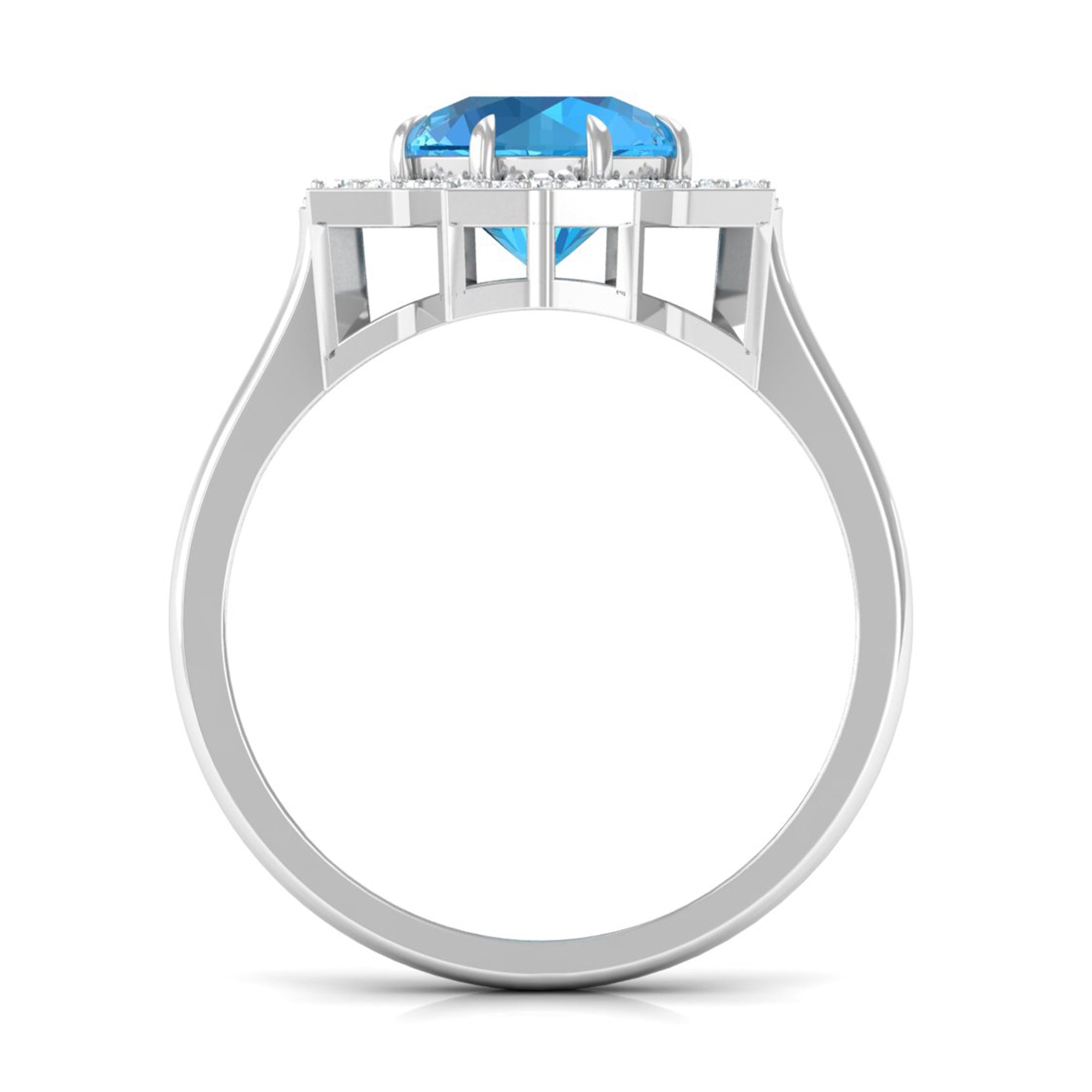 Swiss Blue Topaz Star Shape Engagement Ring with Diamond Swiss Blue Topaz - ( AAA ) - Quality - Rosec Jewels