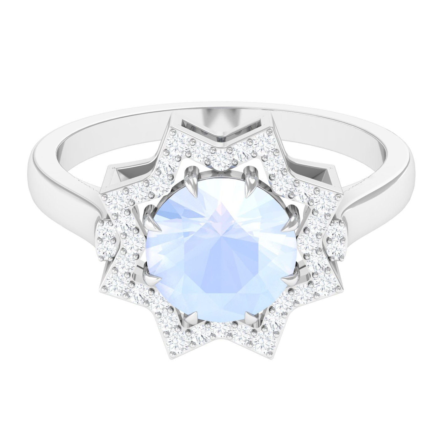 1.25 CT Moonstone Star Shape Engagement Ring with Diamond Moonstone - ( AAA ) - Quality - Rosec Jewels