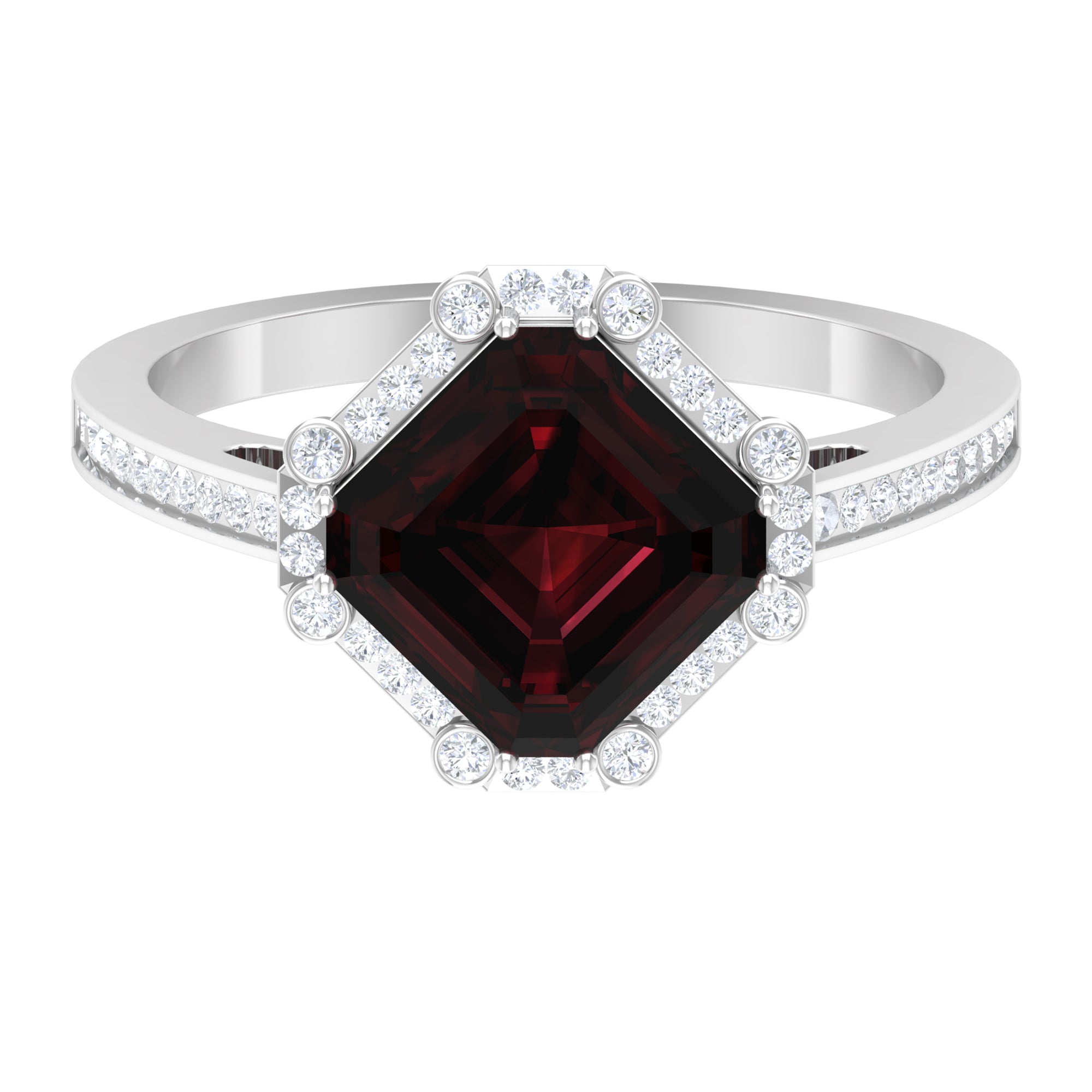 3.75 CT Antique Garnet Engagement Ring with Diamond Accent Garnet - ( AAA ) - Quality - Rosec Jewels