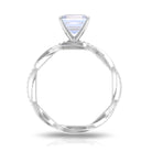 4.25 CT Asscher Cut Moonstone Solitaire Ring with Diamond Moonstone - ( AAA ) - Quality - Rosec Jewels