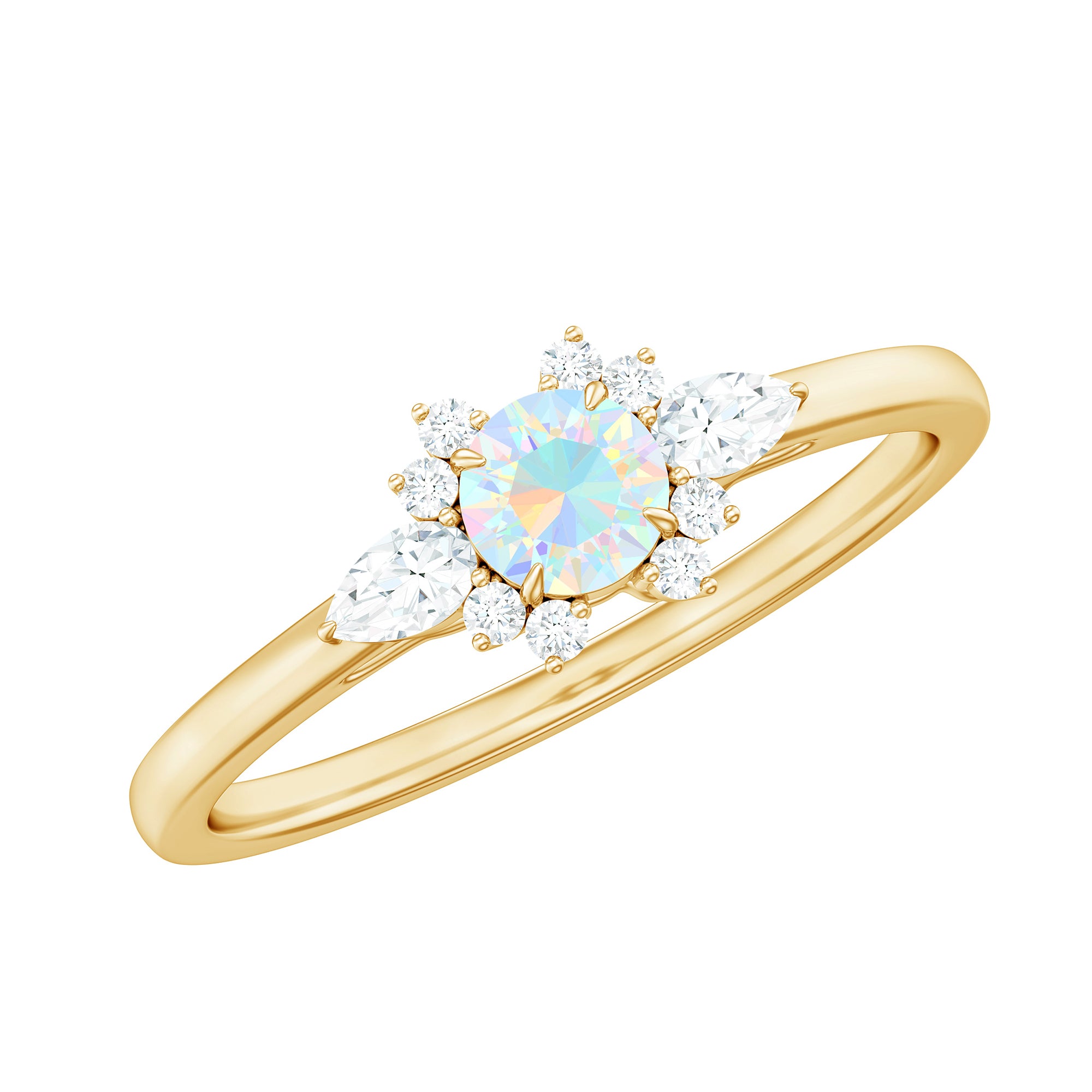 1/2 CT Ethiopian Opal Promise Ring with Diamond Accent Ethiopian Opal - ( AAA ) - Quality - Rosec Jewels