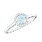 Ethiopian Opal Promise Ring with Diamond Halo Ethiopian Opal - ( AAA ) - Quality - Rosec Jewels