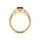 Emerald Cut Lab Created Black Diamond Halo Engagement Ring Lab Created Black Diamond - ( AAAA ) - Quality - Rosec Jewels