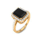 Emerald Cut Lab Created Black Diamond Halo Engagement Ring Lab Created Black Diamond - ( AAAA ) - Quality - Rosec Jewels