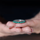 Lab Grown Emerald Simple Eternity Band Ring Lab Created Emerald - ( AAAA ) - Quality - Rosec Jewels