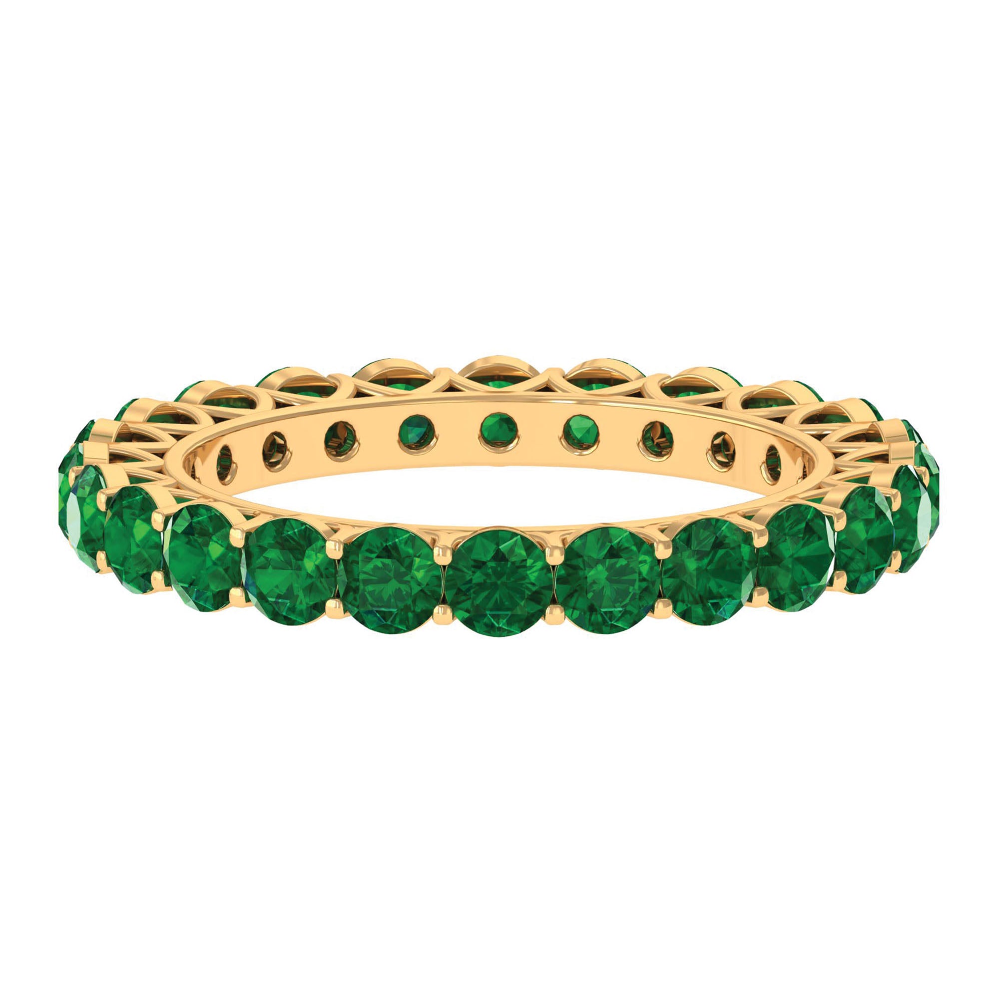 Lab Grown Emerald Simple Eternity Band Ring Lab Created Emerald - ( AAAA ) - Quality - Rosec Jewels