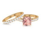 2.75 CT Morganite Solitaire Engagement Ring with Moissanite Eternity Band Morganite - ( AAA ) - Quality - Rosec Jewels