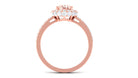 Oval Morganite Halo Engagement Ring with Diamond Morganite - ( AAA ) - Quality - Rosec Jewels