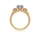 Claw Set Solitaire Tanzanite Flower Ring with Diamond Tanzanite - ( AAA ) - Quality - Rosec Jewels