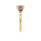 Claw Set Solitaire Tanzanite Flower Ring with Diamond Tanzanite - ( AAA ) - Quality - Rosec Jewels