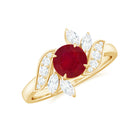 Claw Set Ruby Flower Engagement Ring with Diamond Ruby - ( AAA ) - Quality - Rosec Jewels