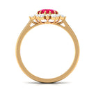 Created Ruby and Diamond Halo Engagement Ring Lab Created Ruby - ( AAAA ) - Quality - Rosec Jewels