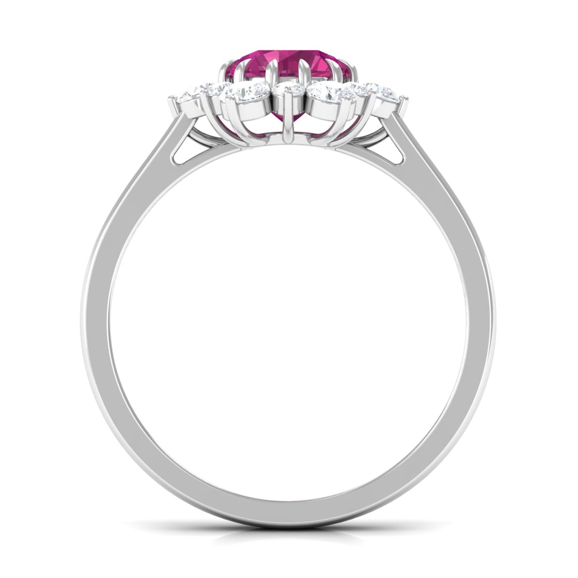 2 CT Pink Tourmaline and Diamond Halo Engagement Ring Pink Tourmaline - ( AAA ) - Quality - Rosec Jewels