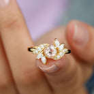 1.25 CT Morganite Flower Engagement Ring with Diamond Morganite - ( AAA ) - Quality - Rosec Jewels