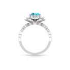 2 CT Swiss Blue Topaz Floral Engagement Ring with Diamond Accent Swiss Blue Topaz - ( AAA ) - Quality - Rosec Jewels