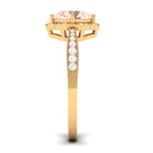 Designer Morganite and Diamond Halo Engagement Ring Morganite - ( AAA ) - Quality - Rosec Jewels