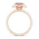 Round Morganite Halo Engagement Ring with Moissanite Morganite - ( AAA ) - Quality - Rosec Jewels