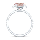 Round Morganite Halo Engagement Ring with Moissanite Morganite - ( AAA ) - Quality - Rosec Jewels