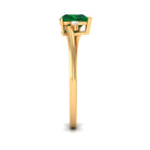 Heart Shape Created Emerald Solitaire Promise Ring with Diamond Lab Created Emerald - ( AAAA ) - Quality - Rosec Jewels