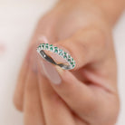 Lab Grown Emerald Semi Eternity Anniversary Band Ring Lab Created Emerald - ( AAAA ) - Quality - Rosec Jewels