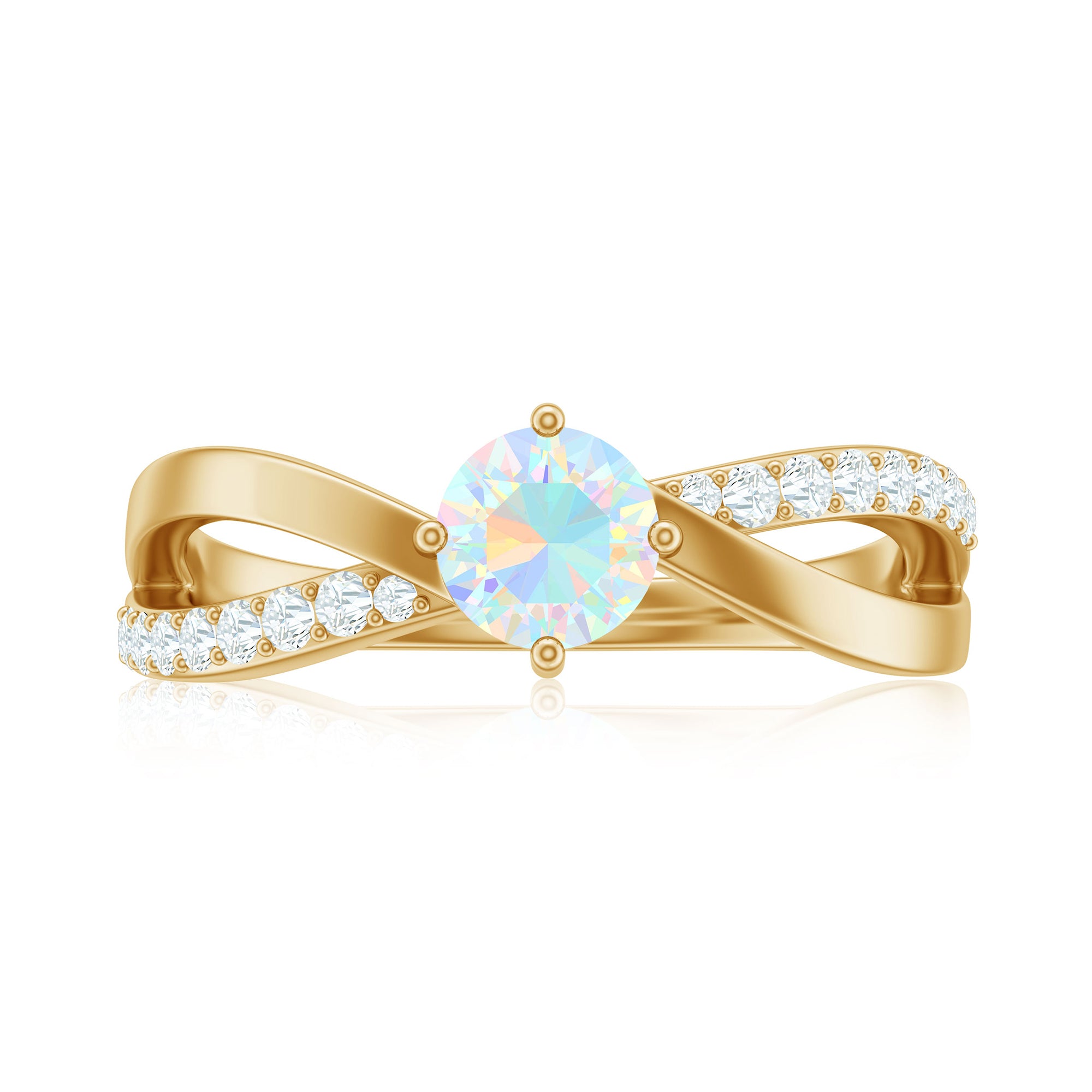 1/2 CT Ethiopian Opal Solitaire and Diamond Infinity Ring Ethiopian Opal - ( AAA ) - Quality - Rosec Jewels