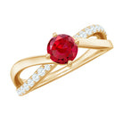 Created Ruby Solitaire Ring with Diamond Accent Lab Created Ruby - ( AAAA ) - Quality - Rosec Jewels