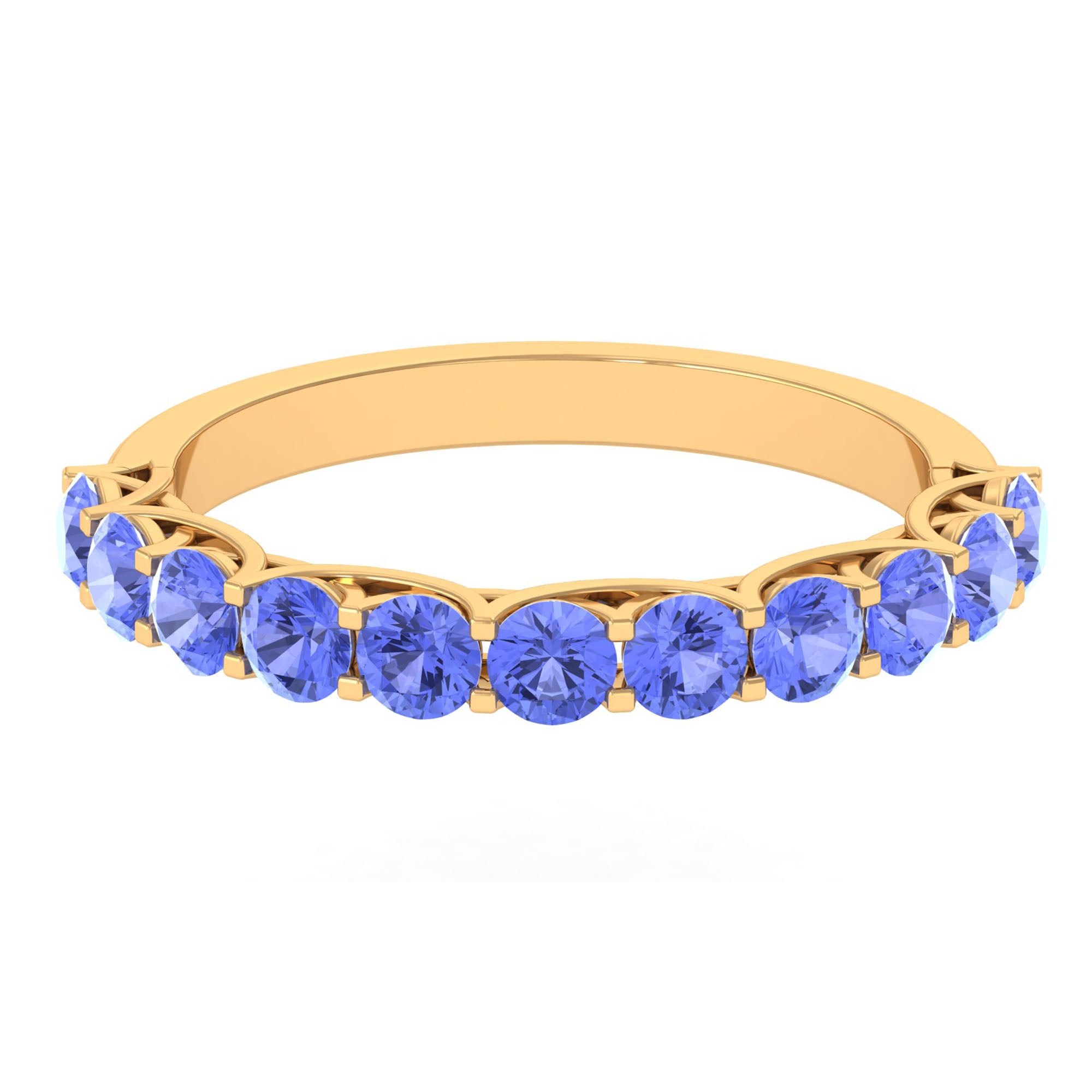 Trellis Set Round Tanzanite Half Eternity Band Ring Tanzanite - ( AAA ) - Quality - Rosec Jewels