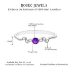 Amethyst and Diamond Leaf Promise Ring with Beaded Detailing Amethyst - ( AAA ) - Quality - Rosec Jewels