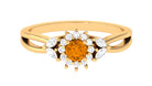 Split Shank Citrine Flower Engagement Ring with Diamond Citrine - ( AAA ) - Quality - Rosec Jewels