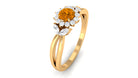 Split Shank Citrine Flower Engagement Ring with Diamond Citrine - ( AAA ) - Quality - Rosec Jewels