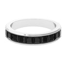 Princess Cut Black Spinel Half Eternity Band Ring with Beaded Detailing Black Spinel - ( AAA ) - Quality - Rosec Jewels