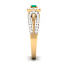 Real Emerald and Diamond Designer Engagement Ring in Split Shank Emerald - ( AAA ) - Quality - Rosec Jewels