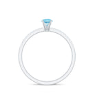 Natural Aquamarine Solitaire Ring with Diamond Side Stones Aquamarine - ( AAA ) - Quality - Rosec Jewels