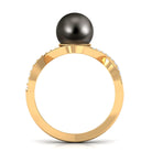 Tahitian Pearl Crossover Diamond Infinity Engagement Ring Tahitian pearl - ( AAA ) - Quality - Rosec Jewels